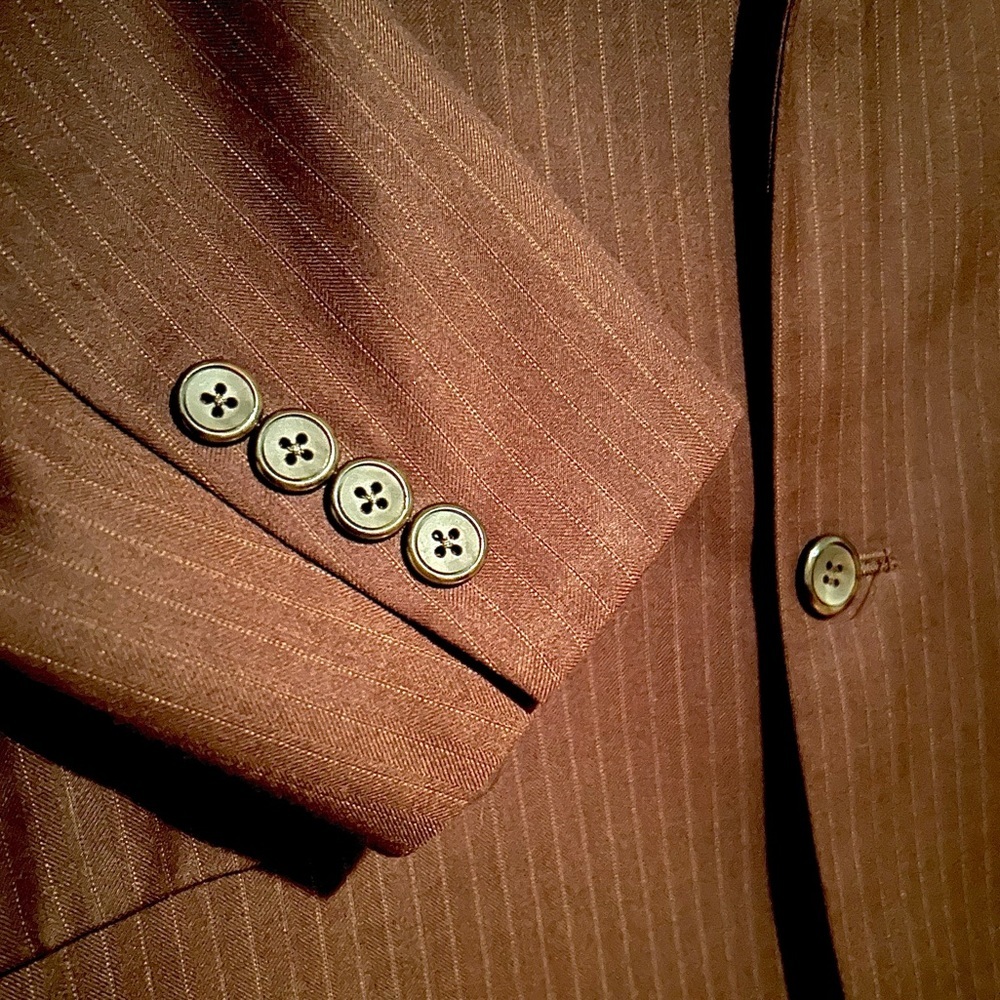Vitali Brown Pinstripe Blazer 2 Button Single Breasted Blazer L40 W34